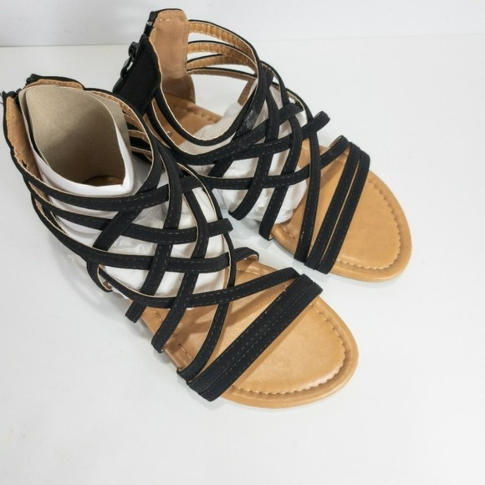 Journee Collection Hanni Strappy Flat Sandals Black -7.5 - Picture 7 of 8